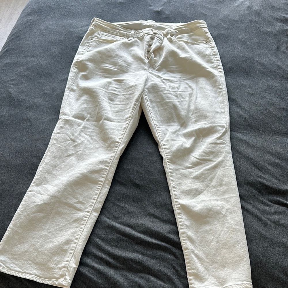 Good American Cream Straight Leg Jeans